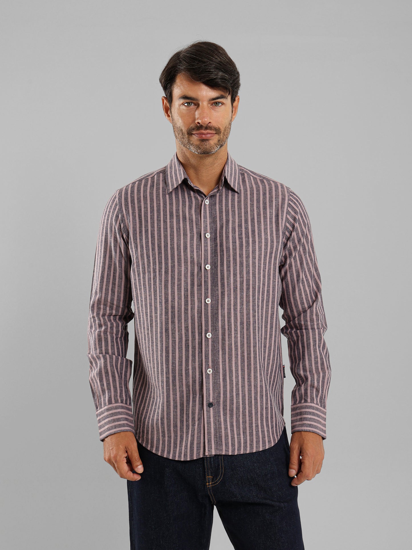 Kent Collar Striped Shirt