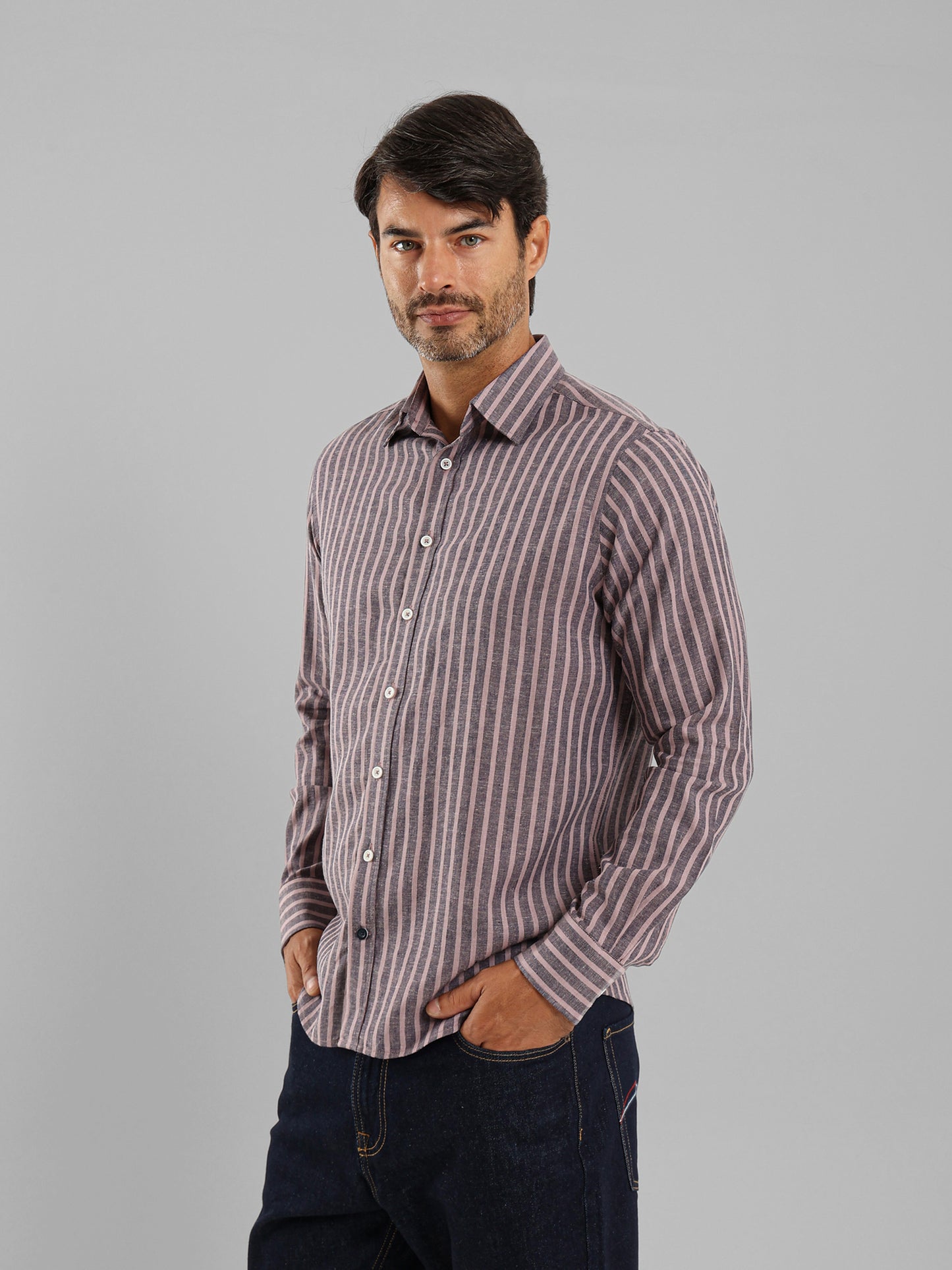 Kent Collar Striped Shirt