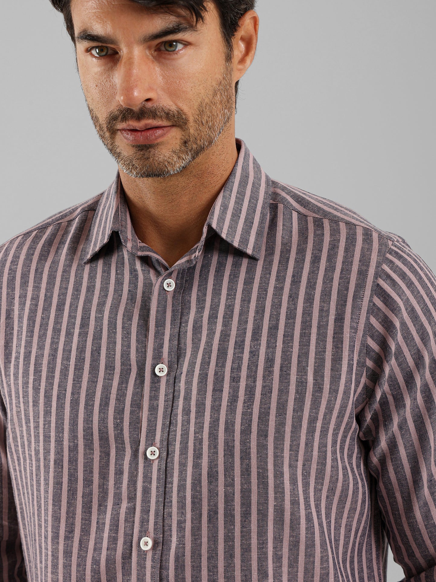 Kent Collar Striped Shirt