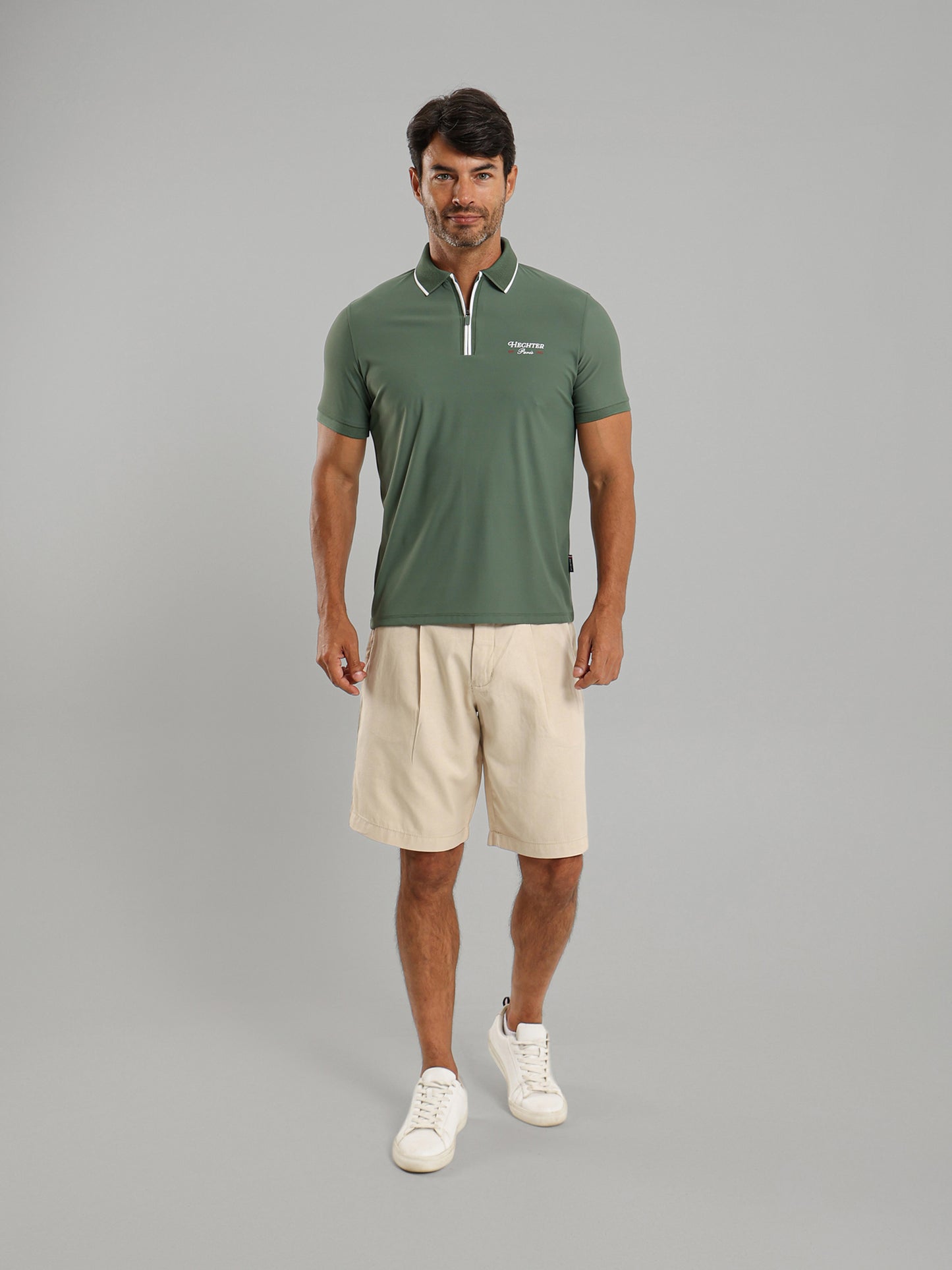 Front Pleats Shorts with Zip Secure Pocket