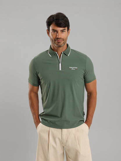Zip-Neck Polo Shirt