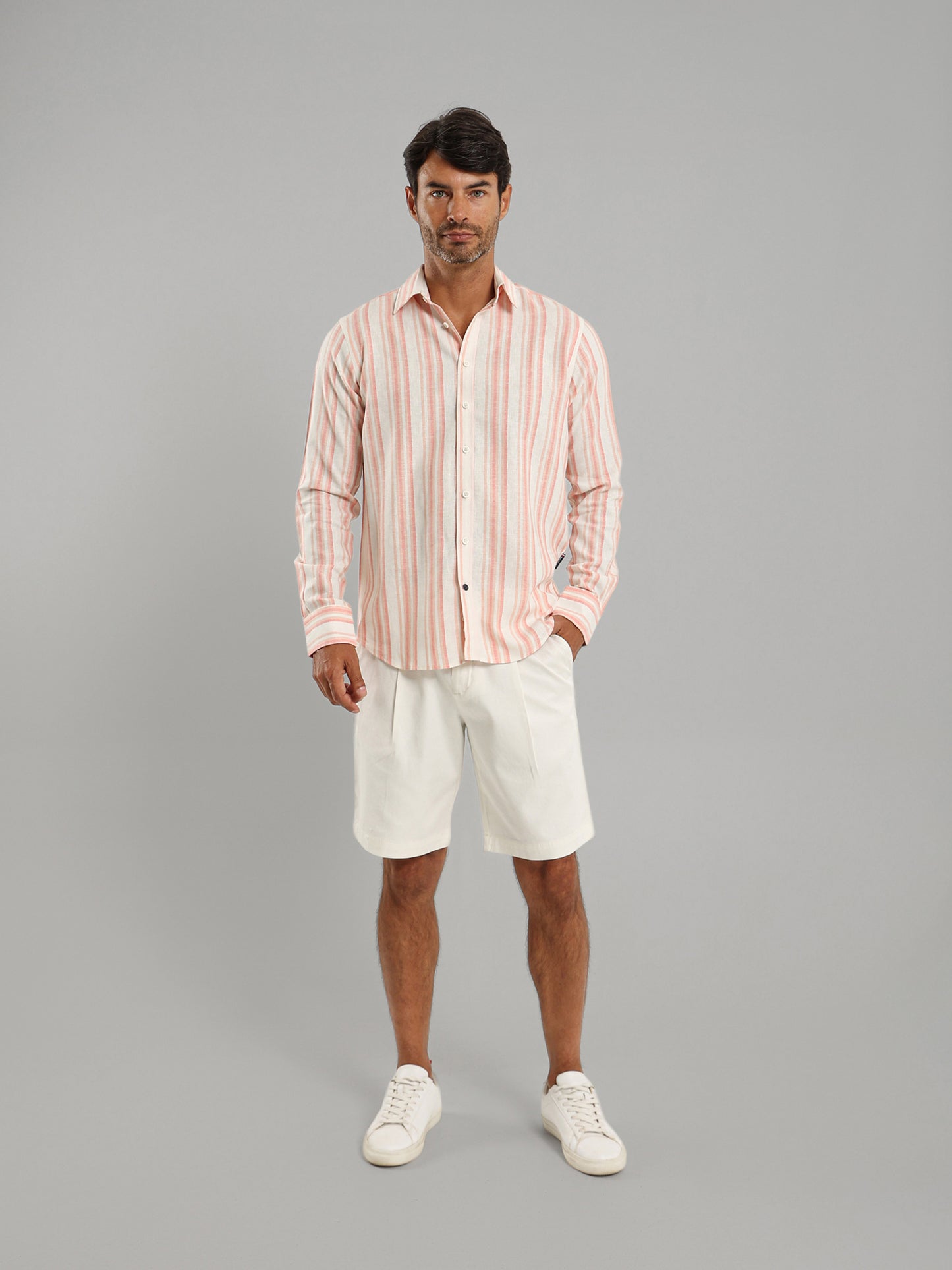 Kent Collar Striped Long Sleeve Shirt