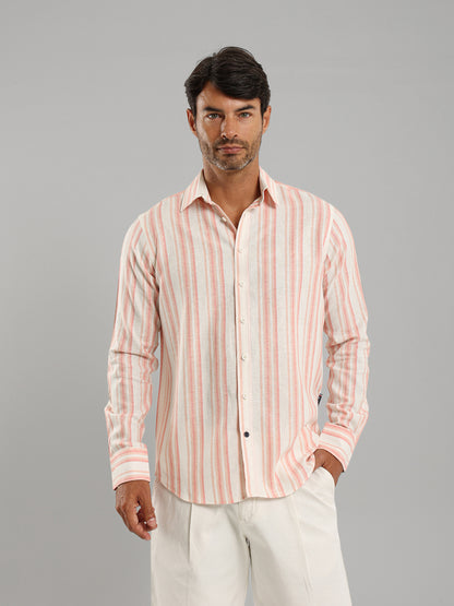 Kent Collar Striped Long Sleeve Shirt