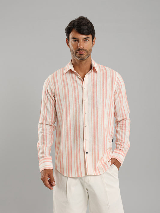 Kent Collar Striped Long Sleeve Shirt
