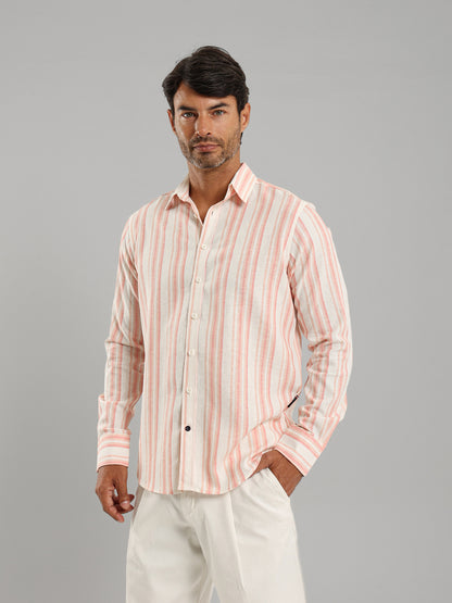 Kent Collar Striped Long Sleeve Shirt