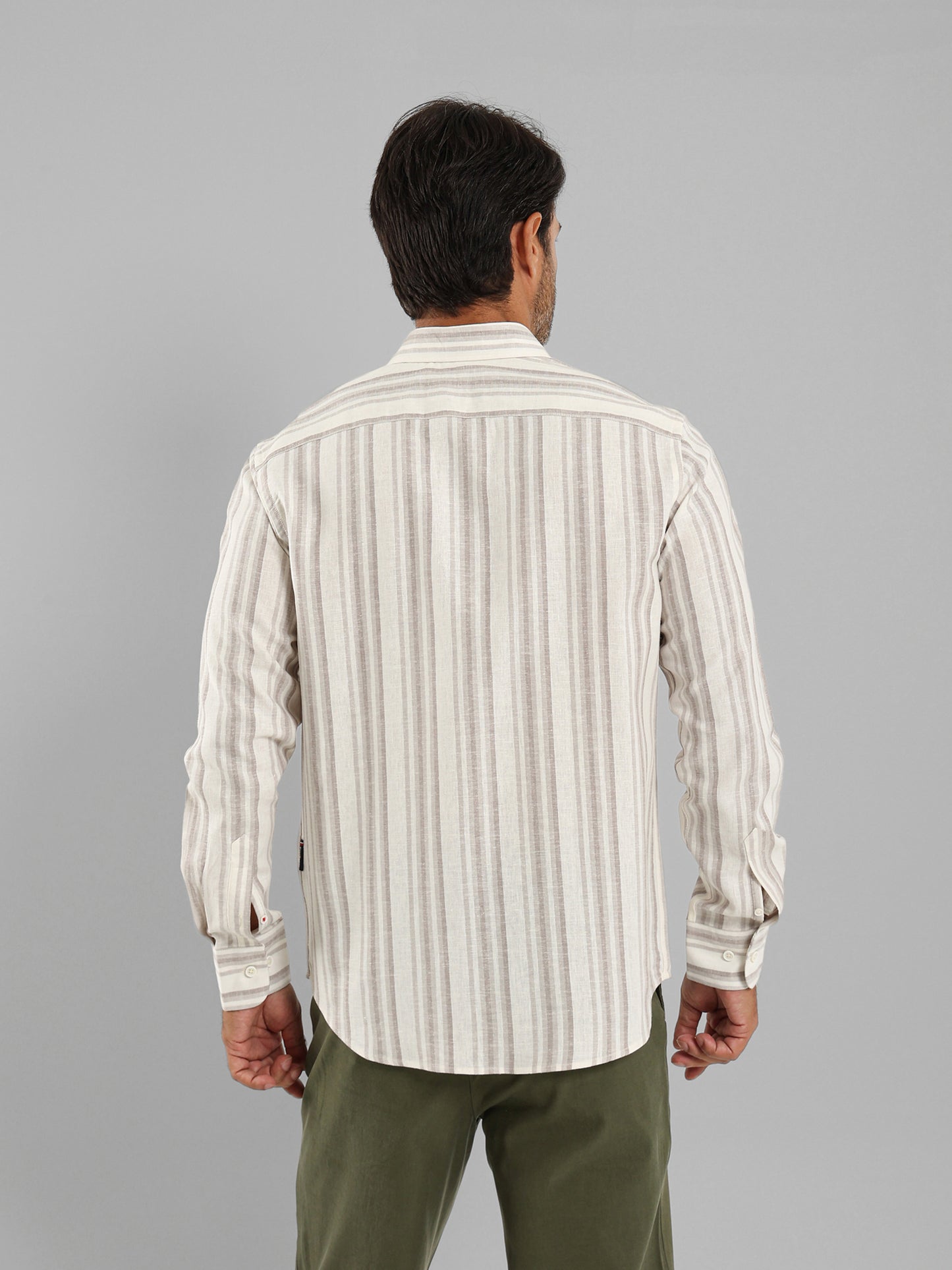 Kent Collar Striped Long Sleeve Shirt