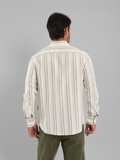 Kent Collar Striped Long Sleeve Shirt