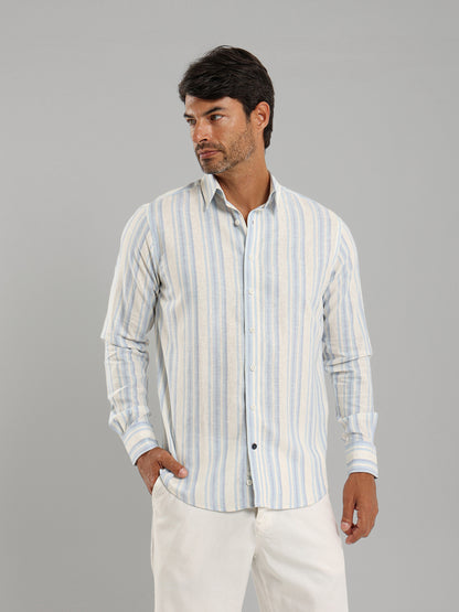 Kent Collar Striped Long Sleeve Shirt