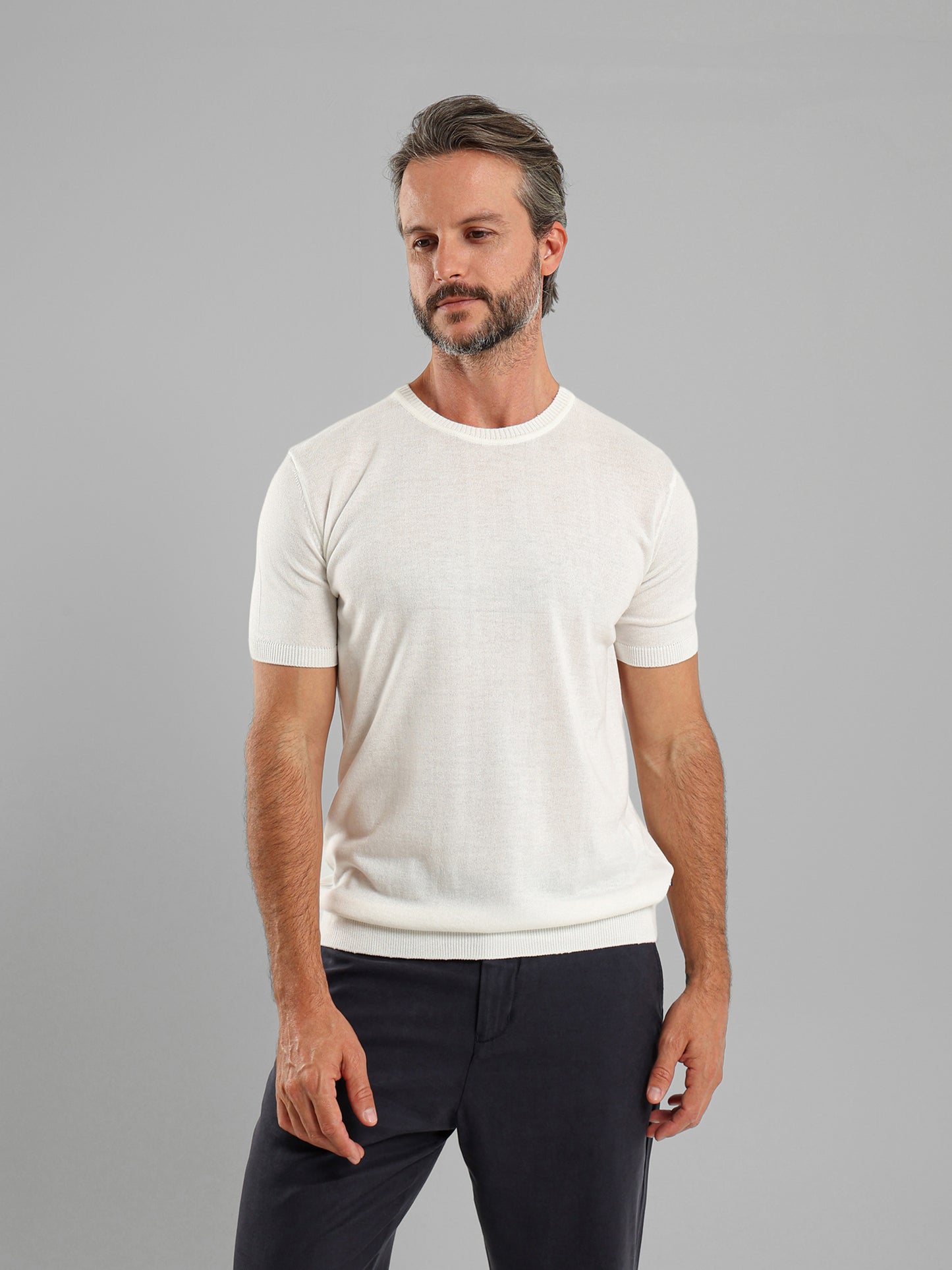 Crew Neck Knit T-Shirt
