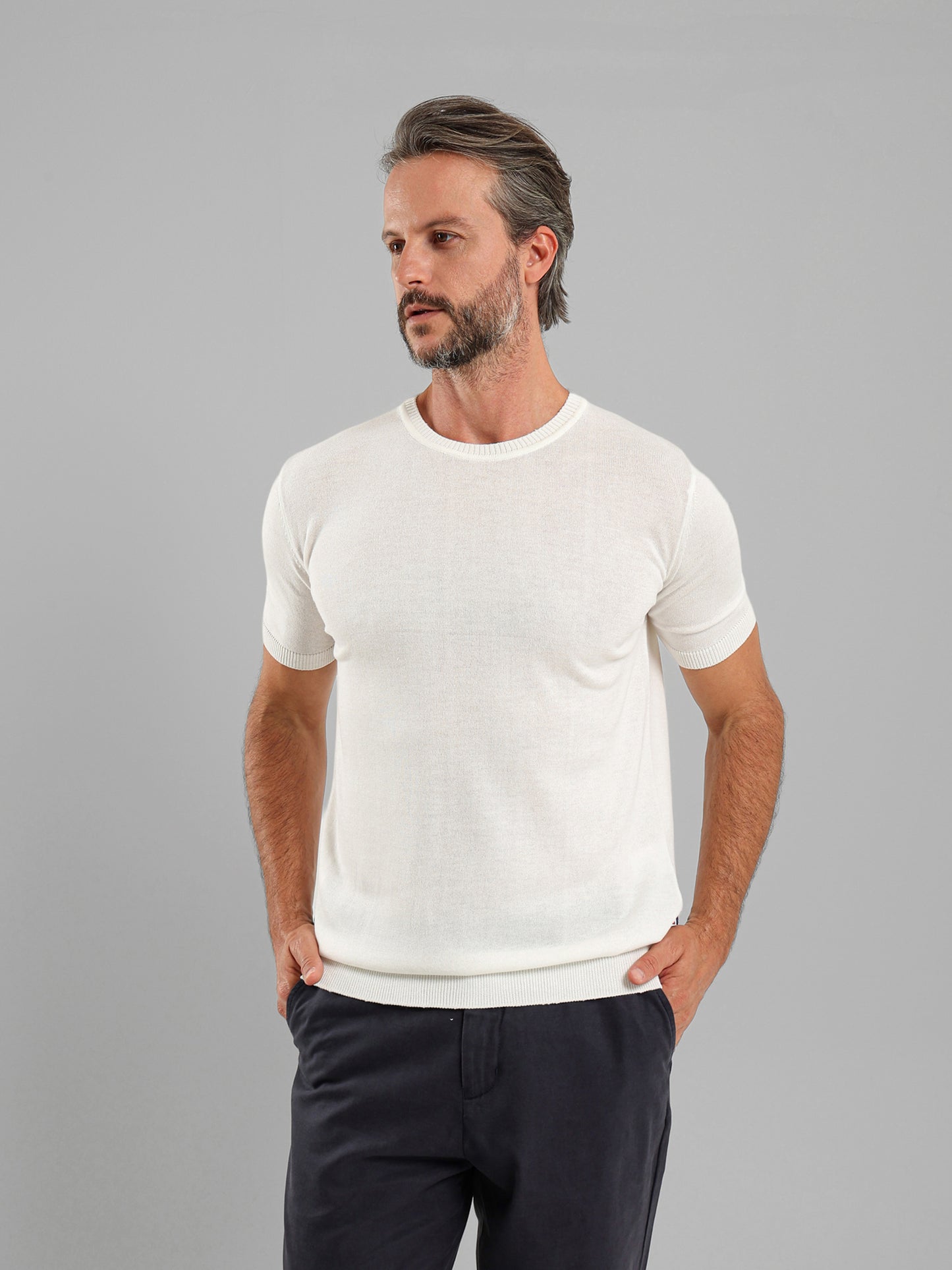 Crew Neck Knit T-Shirt