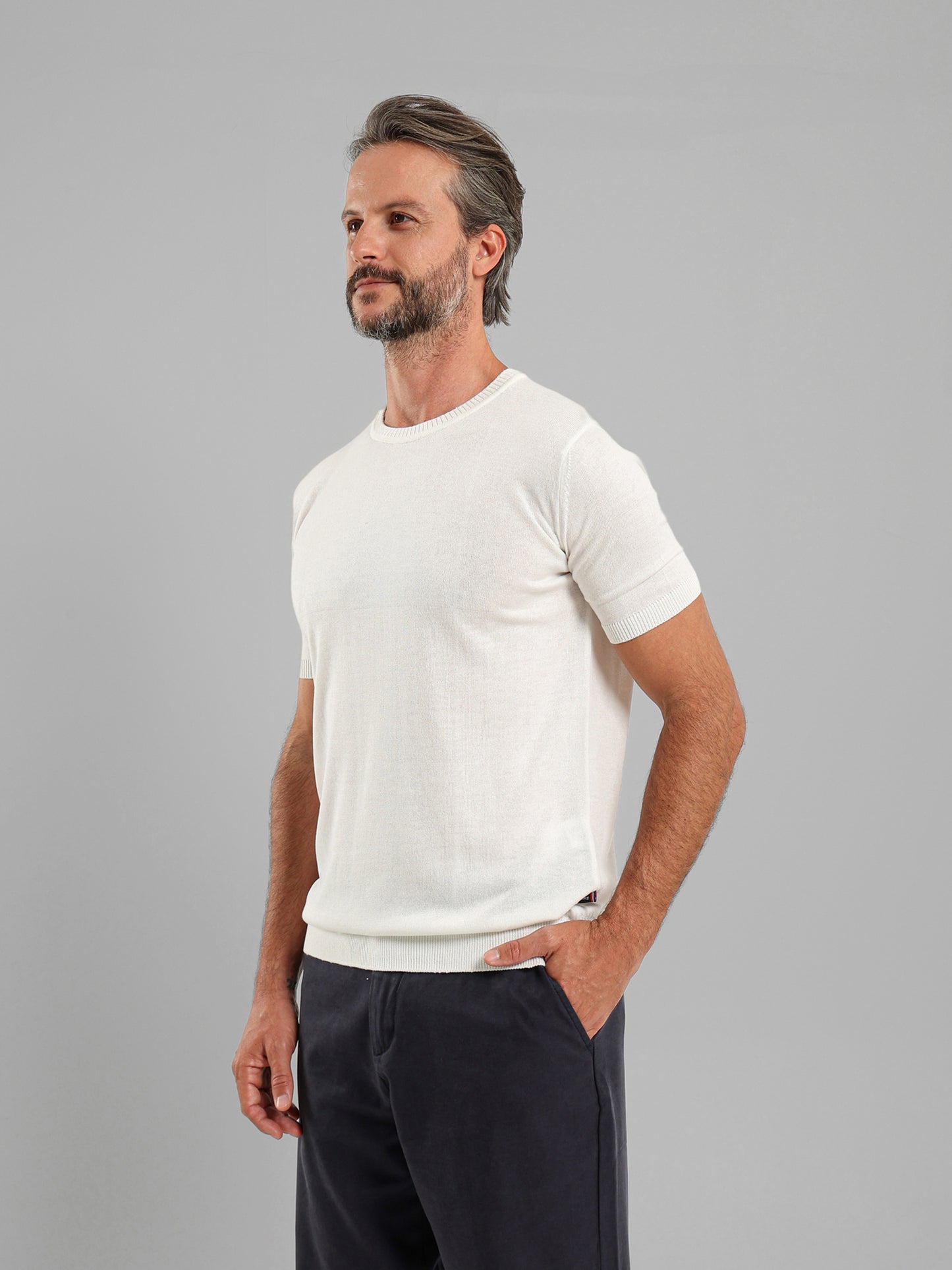 Crew Neck Knit T-Shirt