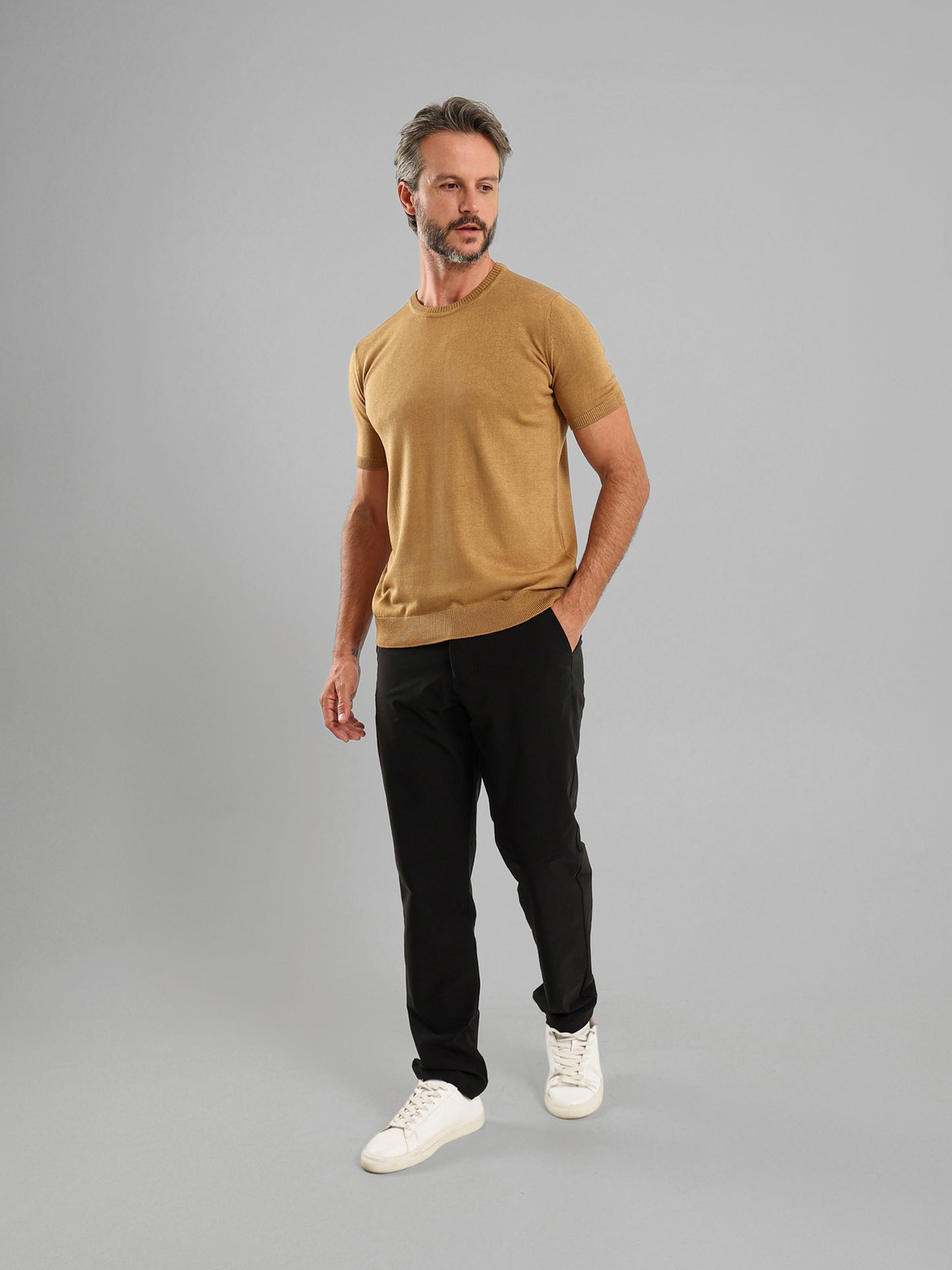 Crew Neck Knit T-Shirt