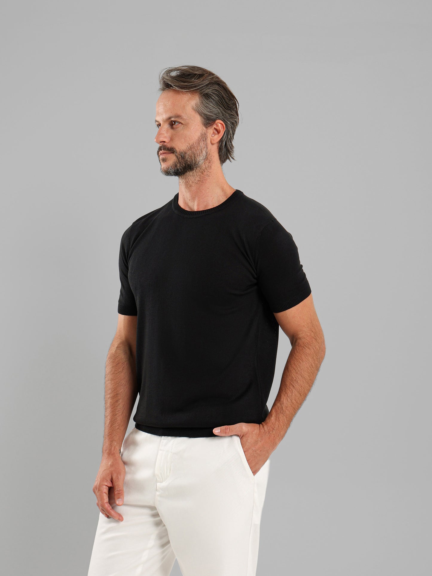 Crew Neck Knit T-Shirt