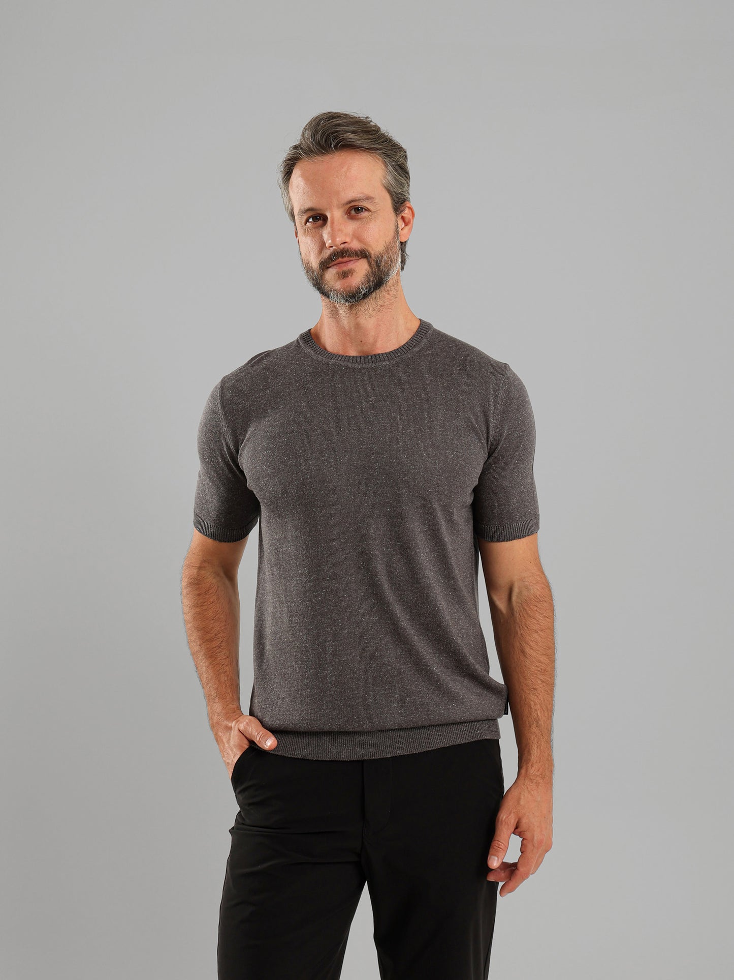 Crew Neck Knit T-Shirt
