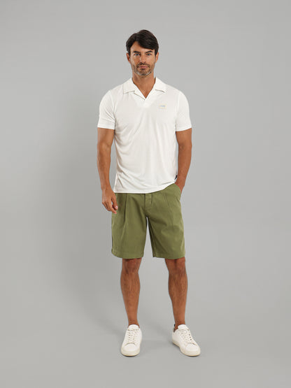 Linen Polo Shirt with Johnny Collar