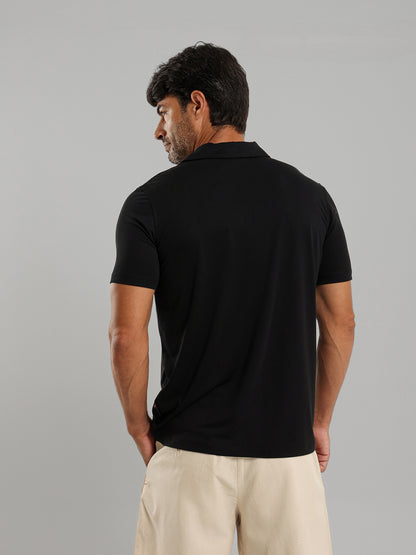 Linen Polo Shirt with Johnny Collar