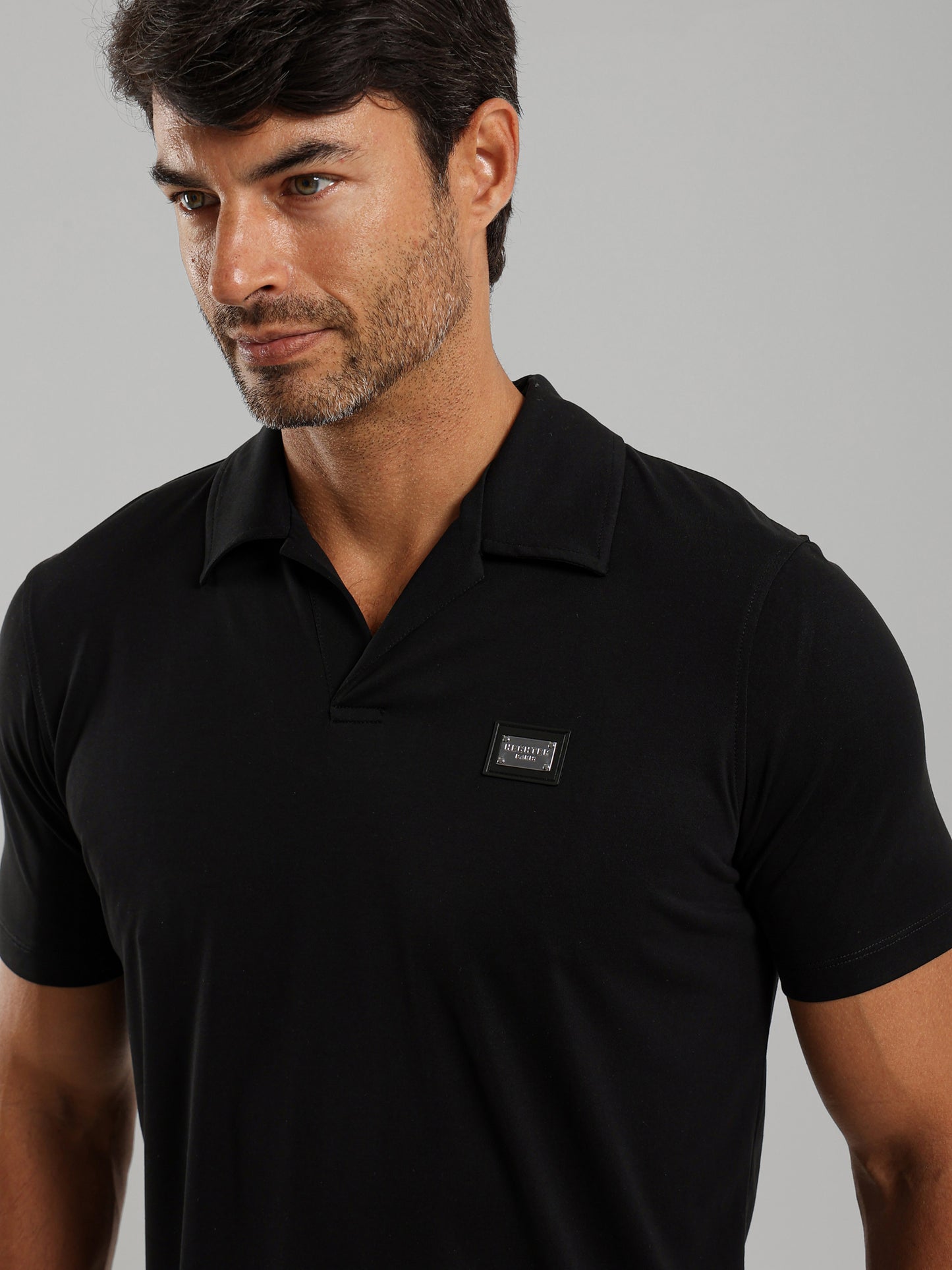 Linen Polo Shirt with Johnny Collar