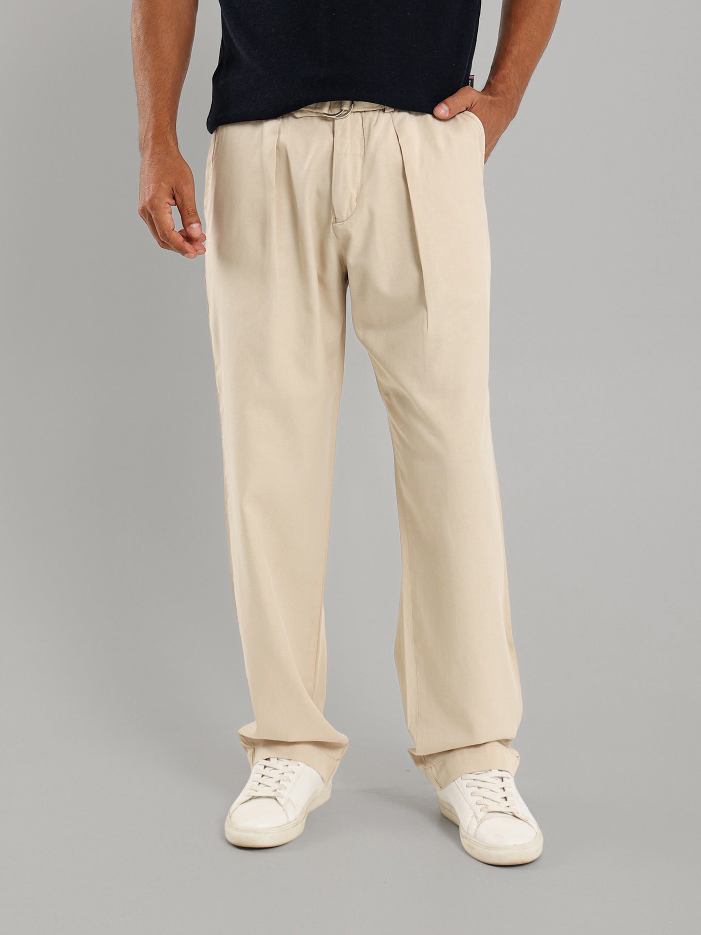 Cargo Belt Pressed Crease Pants