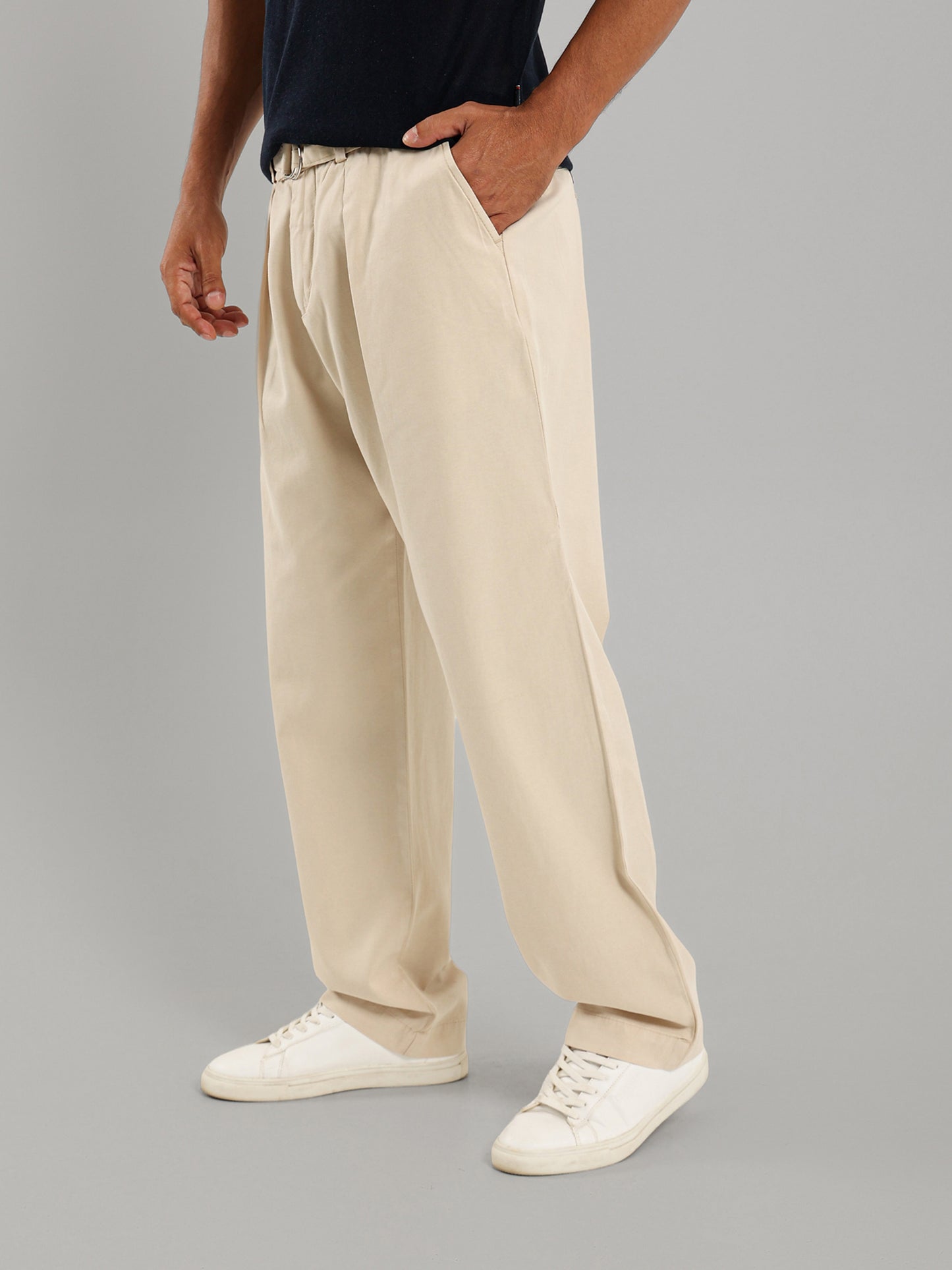 Cargo Belt Pressed Crease Pants