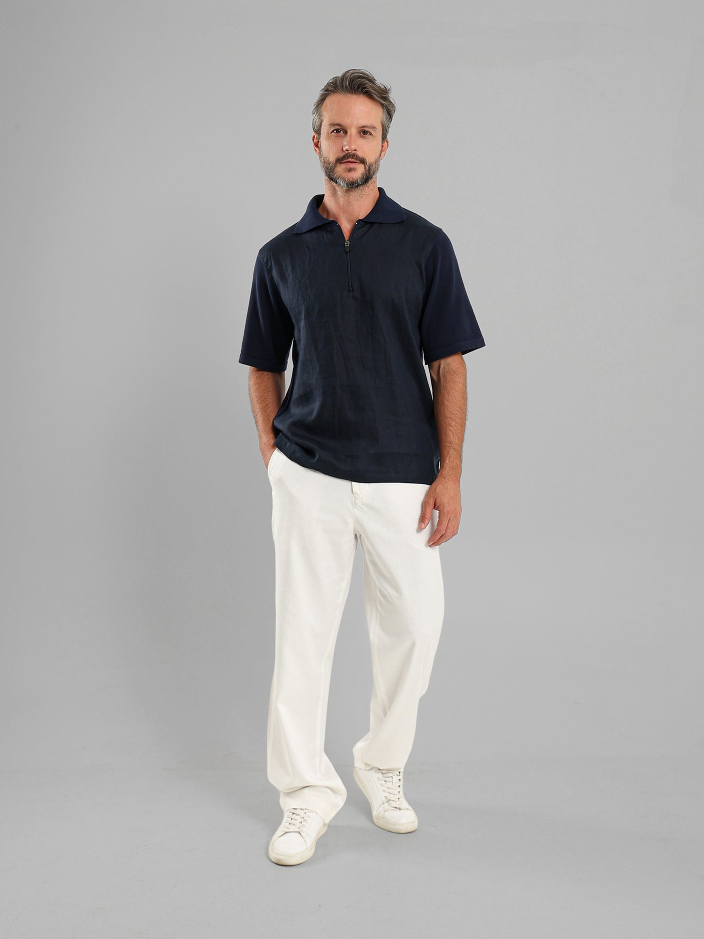 Two-Fabric Zip Shirt
