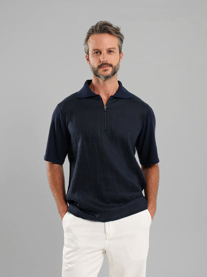 Two-Fabric Zip Shirt