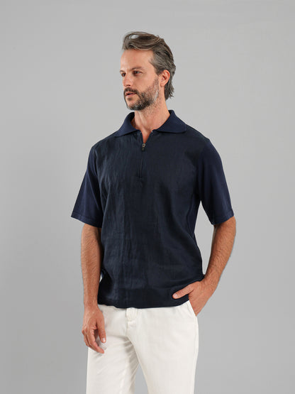 Two-Fabric Zip Shirt