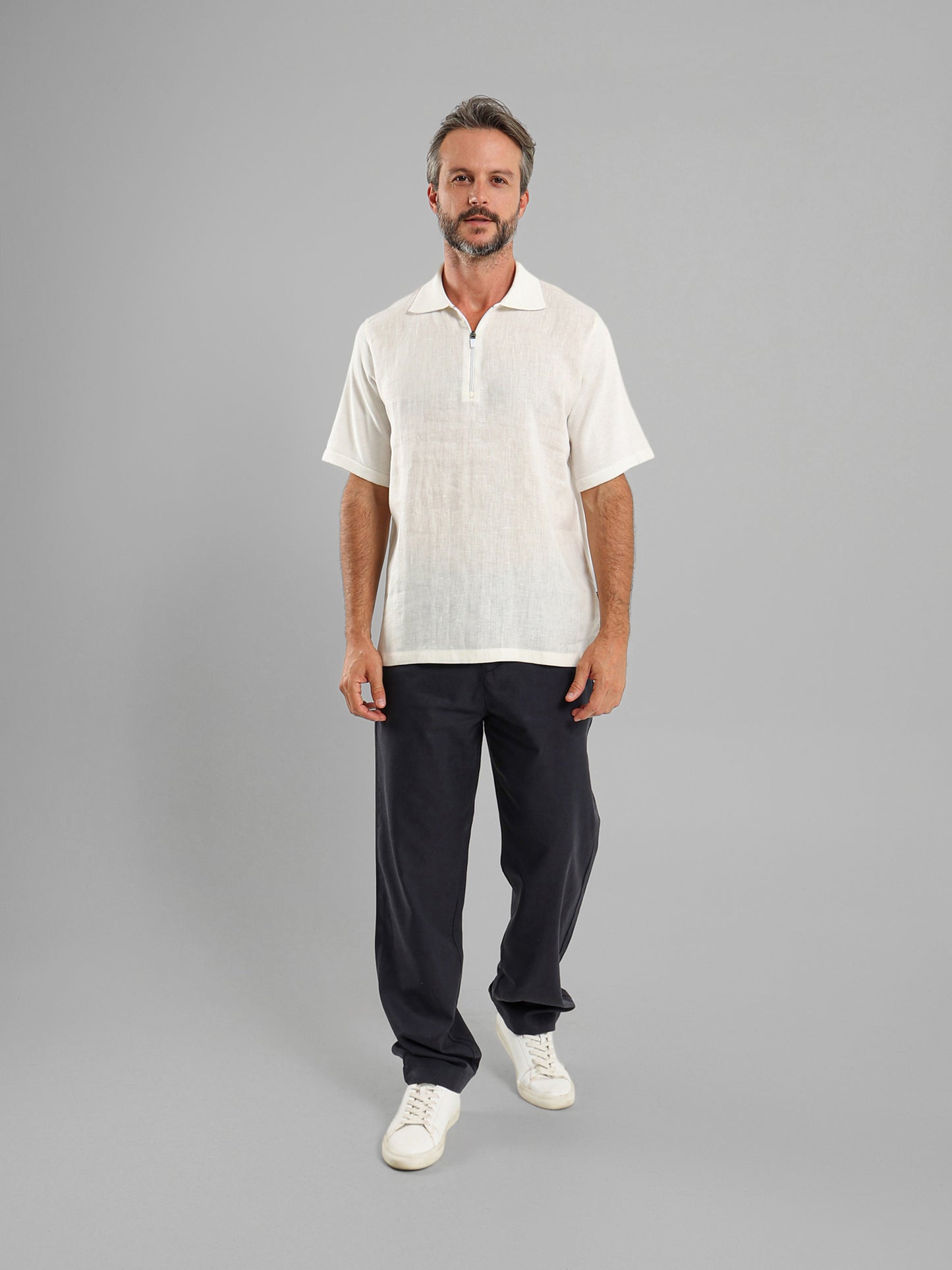 Two-Fabric Zip Shirt