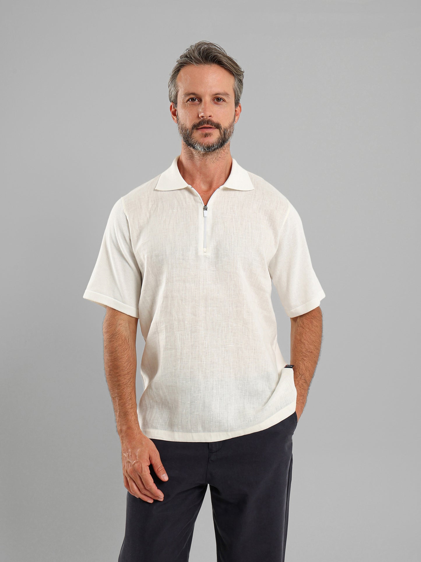Two-Fabric Zip Shirt