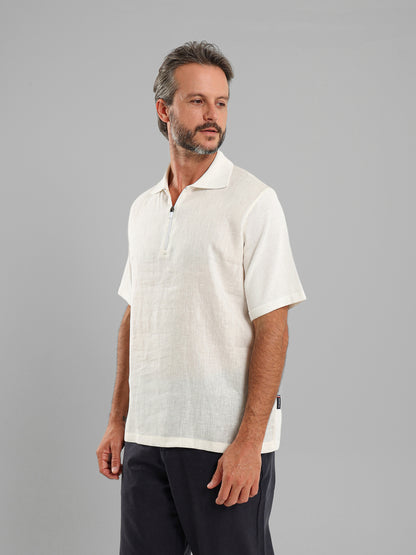 Two-Fabric Zip Shirt