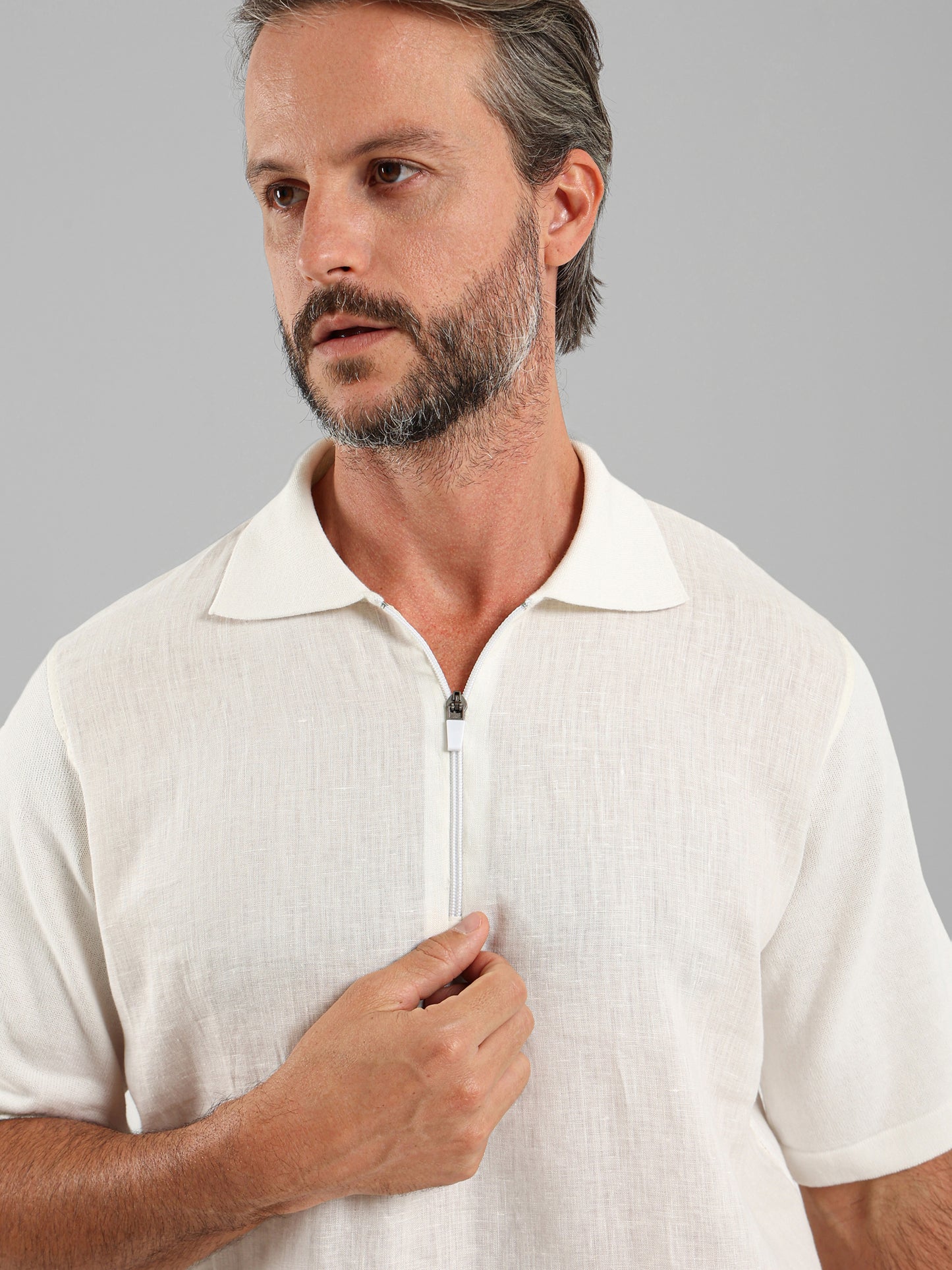 Two-Fabric Zip Shirt