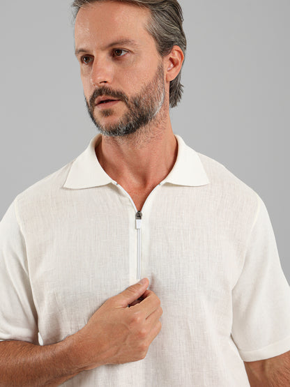 Two-Fabric Zip Shirt