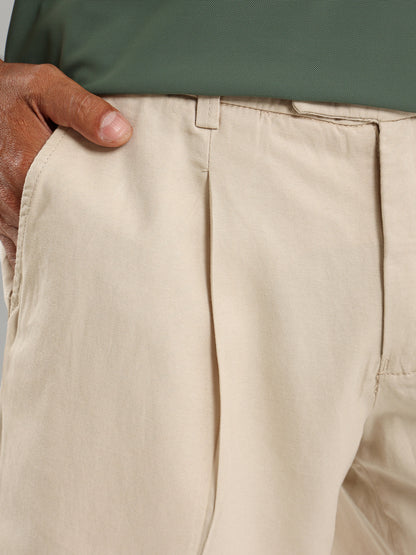 Front Pleats Shorts with Zip Secure Pocket