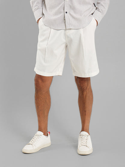 Front Pleats Shorts with Zip Secure Pocket