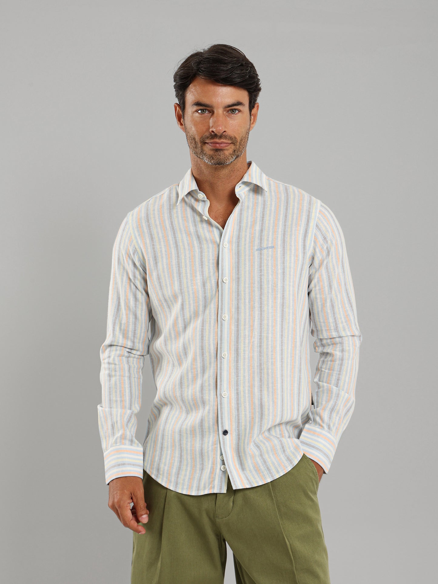 Kent Collar Striped Shirt