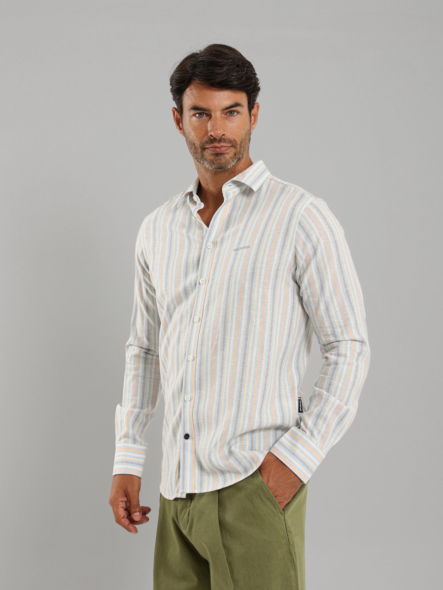 Kent Collar Striped Shirt