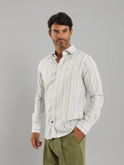 Kent Collar Striped Shirt