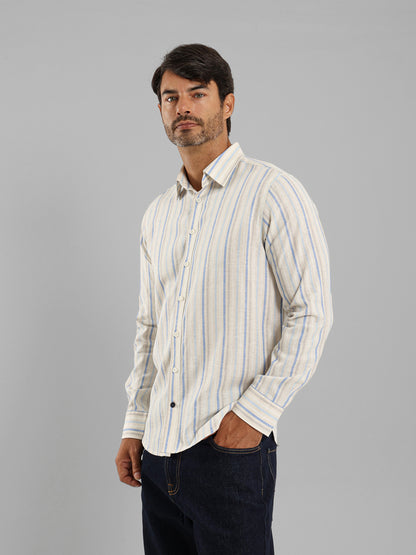 Kent Collar Striped Shirt