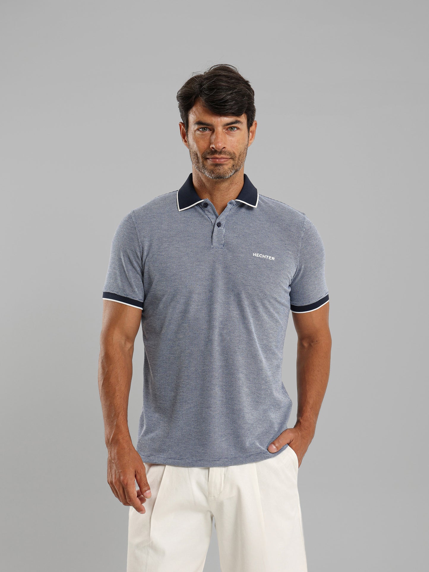 Polo Shirt with Contrast Collar and Cuffs
