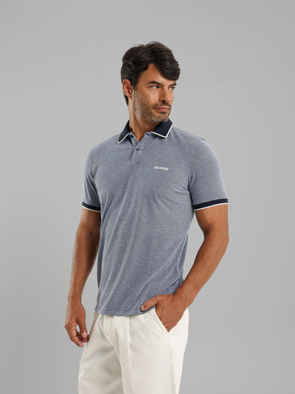 Polo Shirt with Contrast Collar and Cuffs