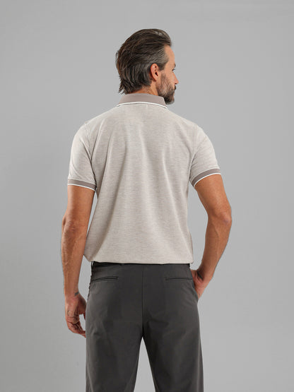 Polo Shirt with Contrast Collar and Cuffs