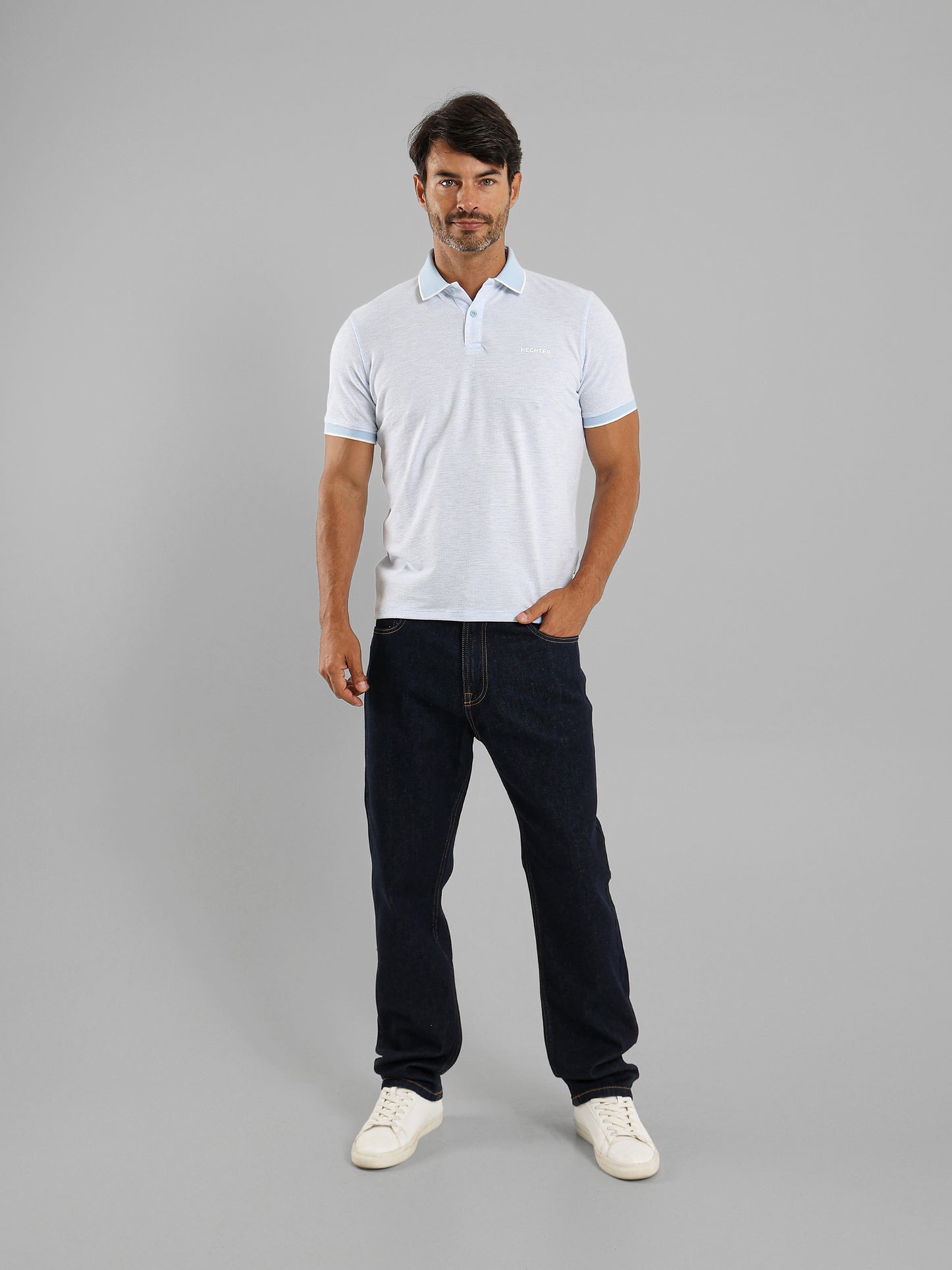 Polo Shirt with Contrast Collar and Cuffs
