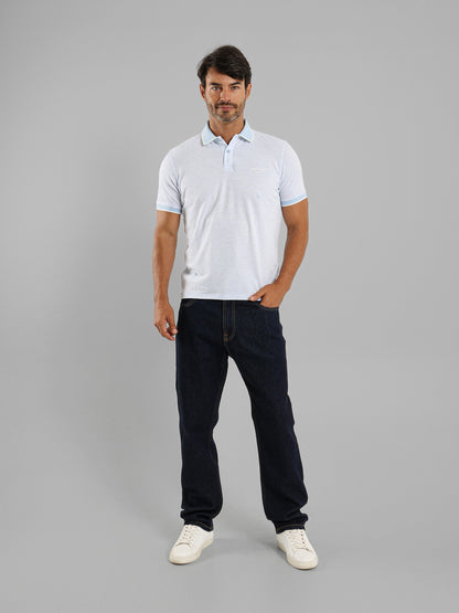 Polo Shirt with Contrast Collar and Cuffs