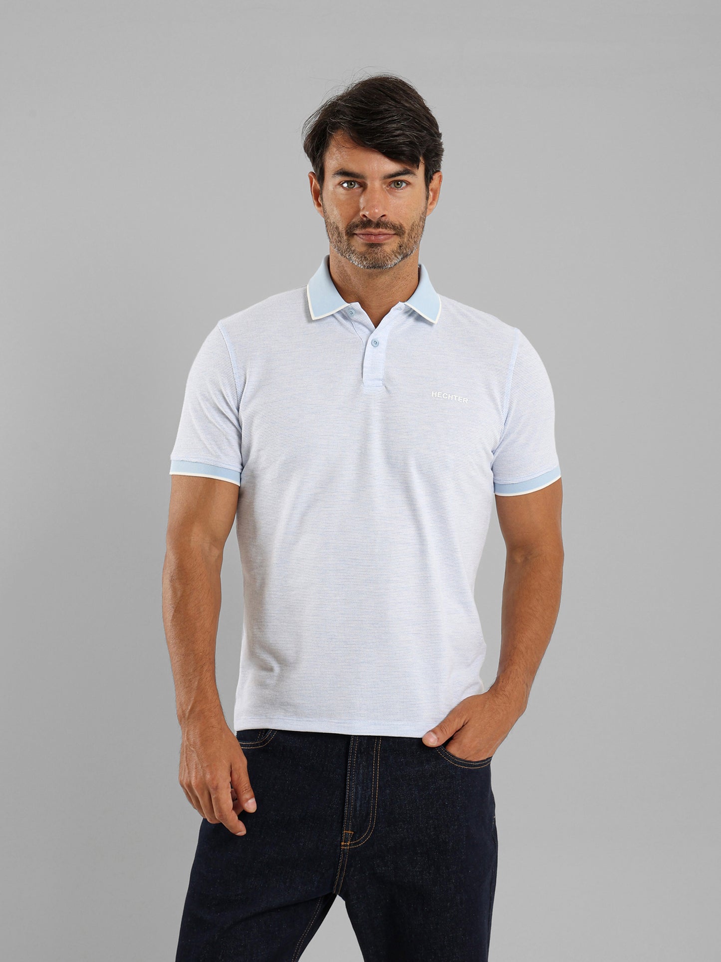 Polo Shirt with Contrast Collar and Cuffs
