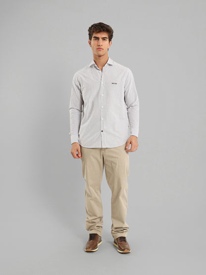 Kent Collar Striped Brushed Oxford Shirt