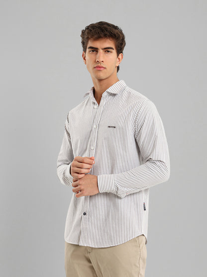 Kent Collar Striped Brushed Oxford Shirt