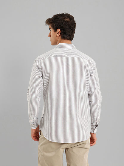 Kent Collar Striped Brushed Oxford Shirt