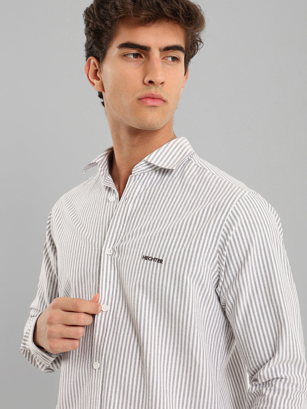 Kent Collar Striped Brushed Oxford Shirt