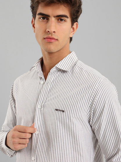 Kent Collar Striped Brushed Oxford Shirt