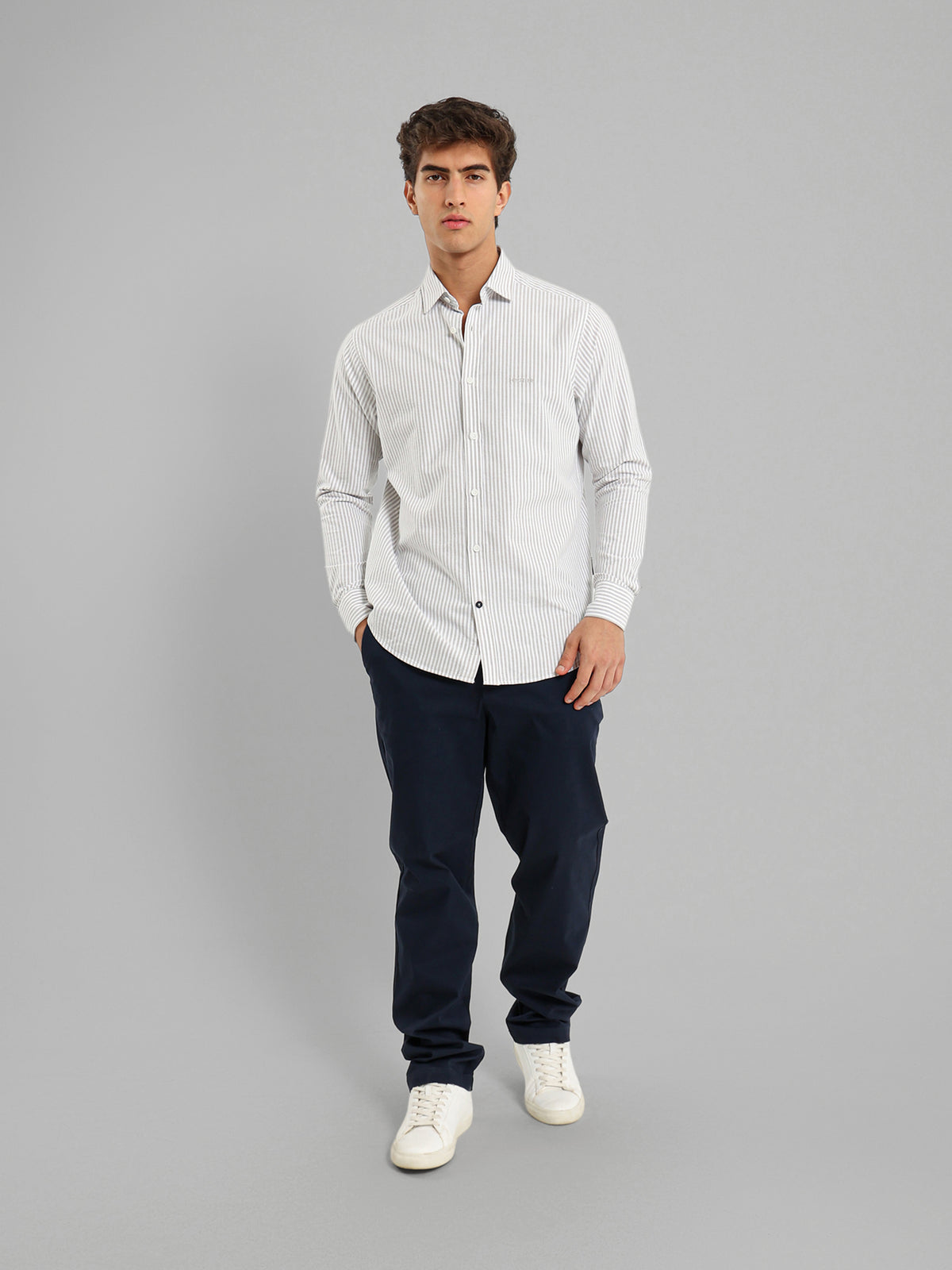 Kent Collar Striped Brushed Oxford Shirt