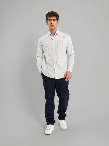 Kent Collar Striped Brushed Oxford Shirt
